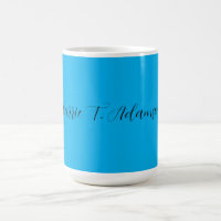 Retro Elegant Plain Sky Blue Calligraphy Name