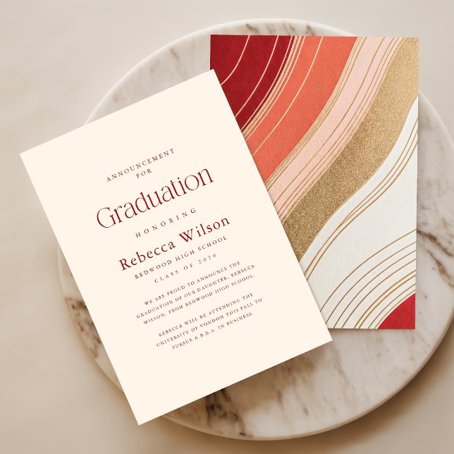 Retro Elegant Script High School Graduation Announcement (Creator Uploaded)