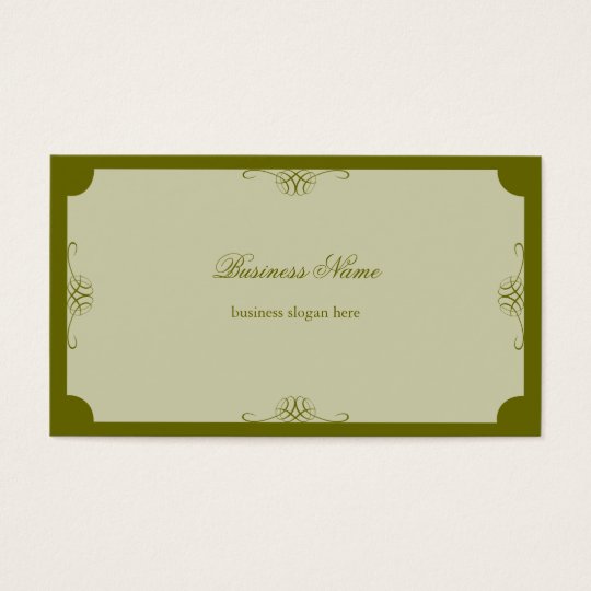 Retro Elegant Simple Dark Olive Green Business Business Card