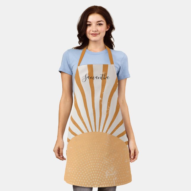 Retro Elegant Stylish Sun Burst Sunset Apron (Worn)
