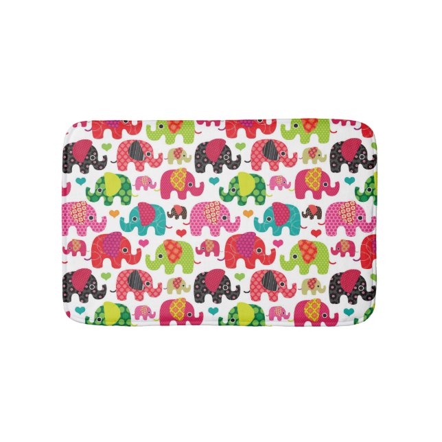 retro elephant kids pattern wallpaper bath mat (Front)