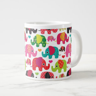 retro elephant kids pattern wallpaper large coffee mug