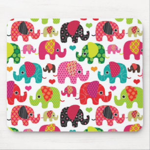retro elephant kids pattern wallpaper mouse mat