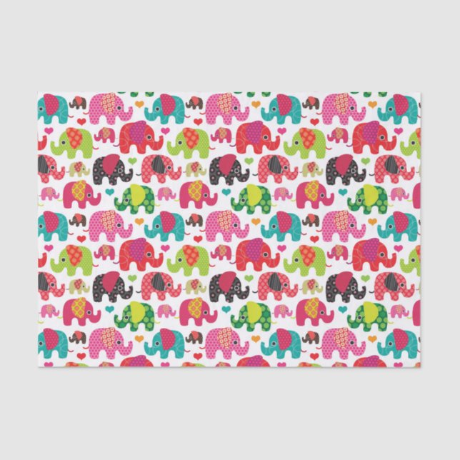 retro elephant kids pattern wallpaper tissue paper (Front)