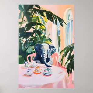 Retro Elephant Poster, Elephant Oil Painting Poster