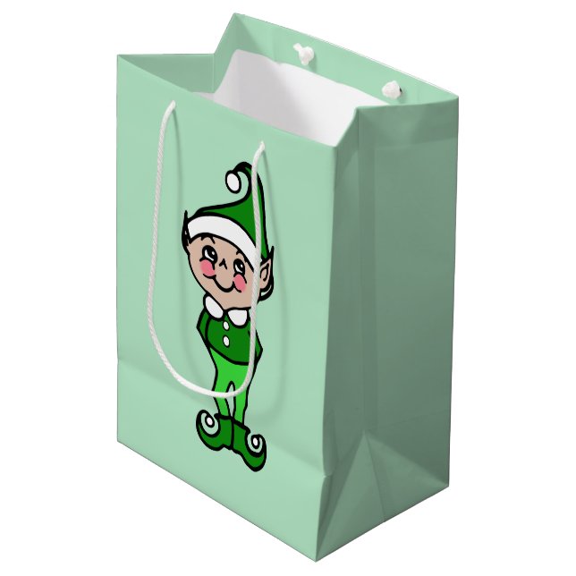 Retro Elf Christmas Holiday Gift Bag (Front Angled)