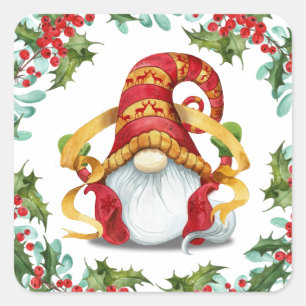 Retro Elf Gnome Christmas Holiday Envelope Seals