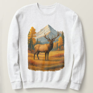 Retro Elk Vintage 90s Fall Hunter Scene Crewneck Sweatshirt
