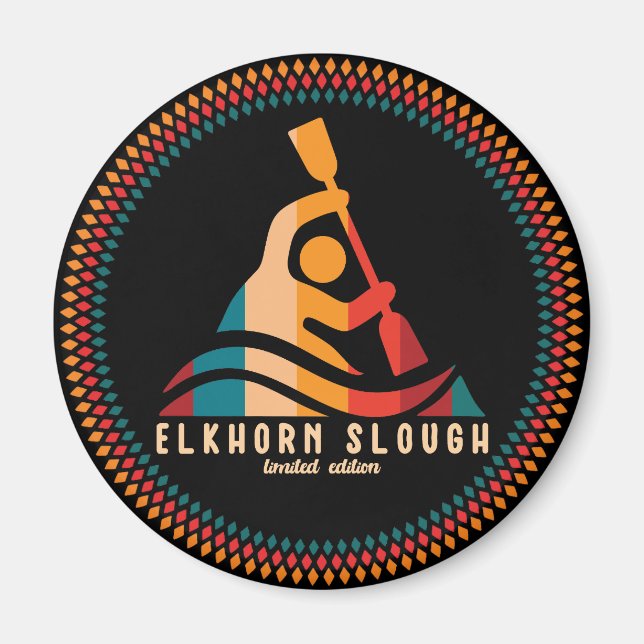 Retro Elkhorn Slough Kayaking Magnet (Front)