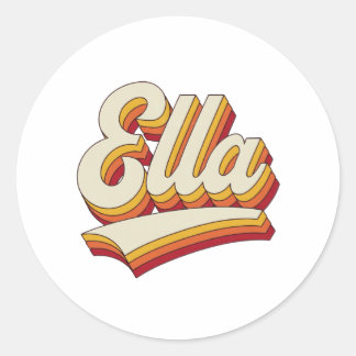 Retro Ella Name 70s Vintage Design Classic Round Sticker