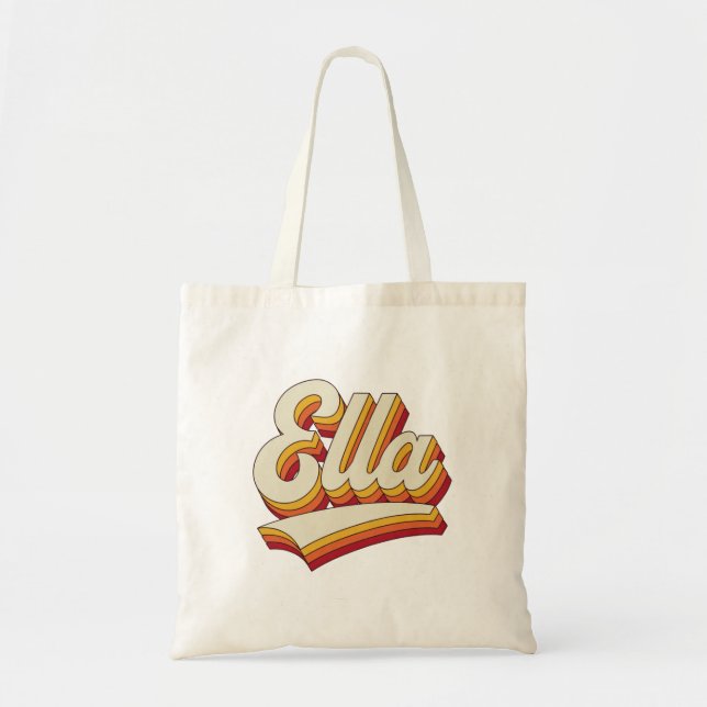 Retro Ella Name 70s Vintage Design Tote Bag (Front)