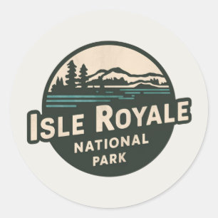 Retro Emblem of Isle Royale National Park Classic Round Sticker