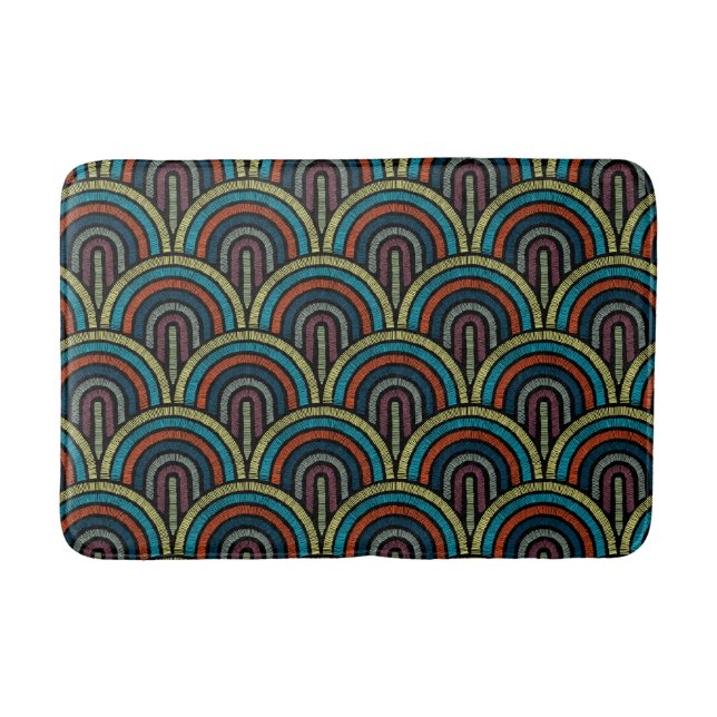 Retro Embroidery Arc Pattern Bath Mat (Front)