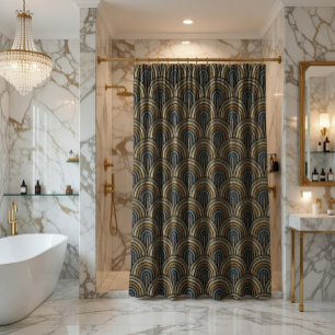Retro Embroidery Arc Pattern Shower Curtain