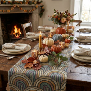 Retro Embroidery Arc Pattern Table Runner