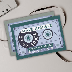 Retro Emerald Green Cassette Tape Wedding Save The Date