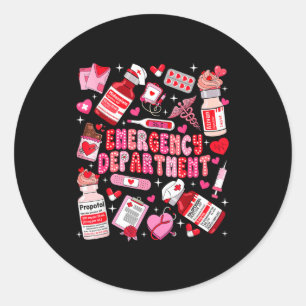 Retro Emergency Department Ed Er Nurse Valentines Classic Round Sticker