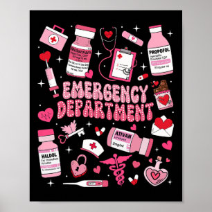 Retro Emergency Department Ed Er Nurse Valentines Poster