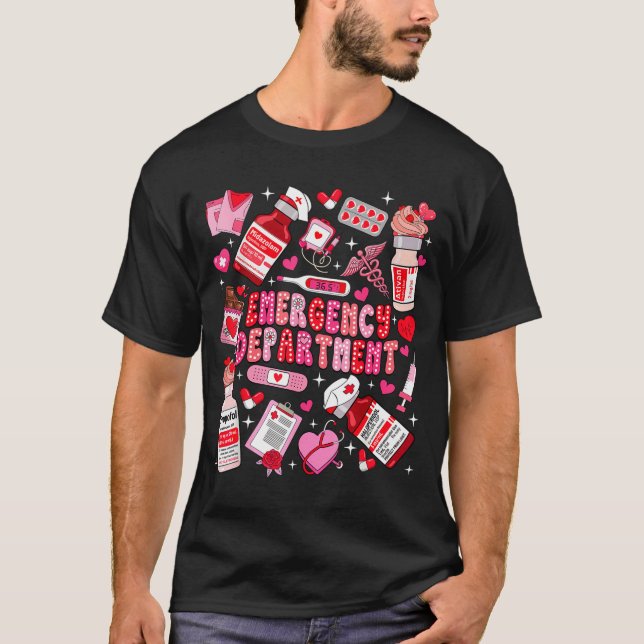 Retro Emergency Department Ed Er Nurse Valentines  T-Shirt (Front)
