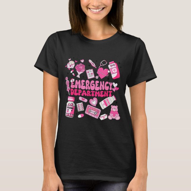 Retro Emergency Department Nk Valentine Er Nurse W T-Shirt (Front)