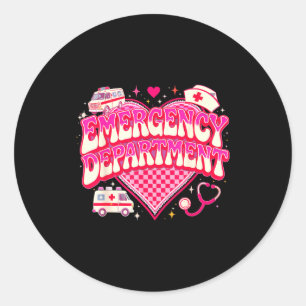 Retro Emergency Department Valentine Nk Nurse Aest Classic Round Sticker