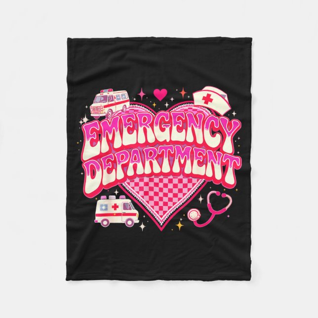 Retro Emergency Department Valentine Nk Nurse Aest Fleece Blanket (Front)