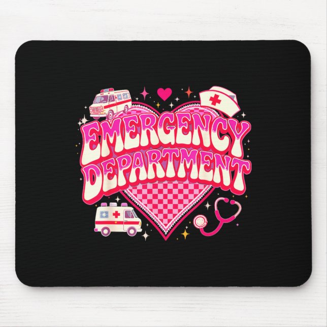 Retro Emergency Department Valentine Nk Nurse Aest Mouse Mat (Front)