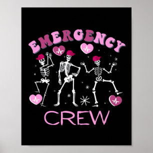 Retro Emergency Department Valentine Skeleton Er E Poster