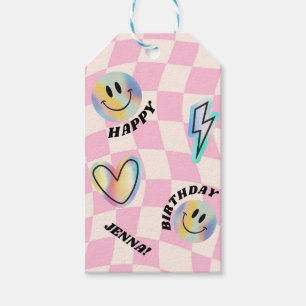 Retro Emoji Smile Birthday For Girls Gift Tags