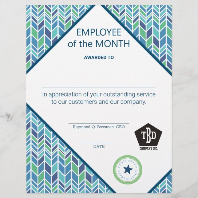 Retro employee of the month appreciation award (Front)