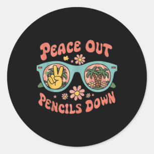 Retro End Of School Year Teacher Summer Last Day T Classic Round Sticker