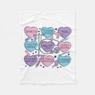 Retro Endocrinology Valentine's Endocrinologist He Fleece Blanket