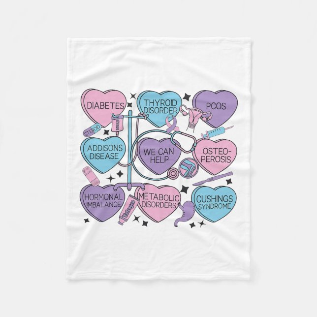 Retro Endocrinology Valentine's Endocrinologist He Fleece Blanket (Front)