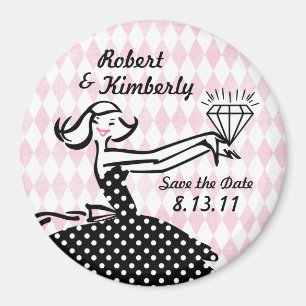Retro Engaged II Save The Date Magnet