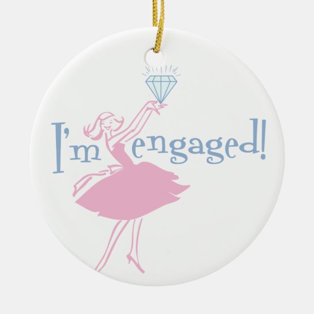 Retro Engaged Ornament (Front)