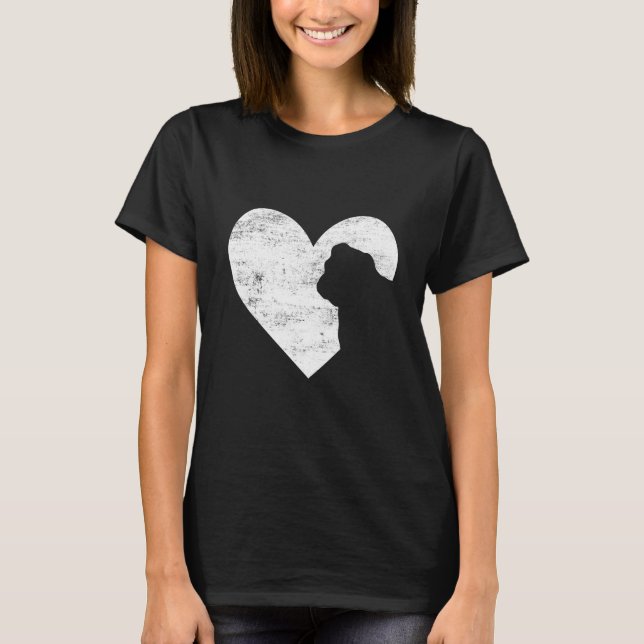 Retro English Bulldog Dog Heart Valentine's Day Do T-Shirt (Front)