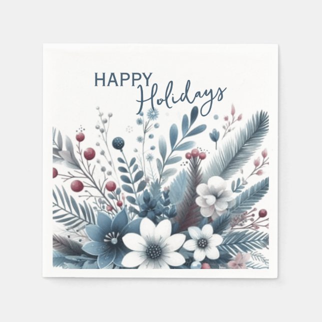 Retro English Holiday Wreath With Cute Squirrels Napkin (Front)