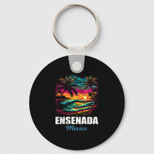 Retro Ensenada Mexico Sunset Vintage Vacation Souv Key Ring