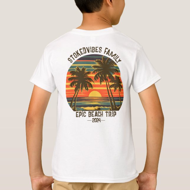 Retro Epic Family Beach Trip Personalised Vacation T-Shirt (Back)