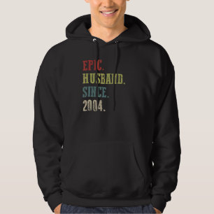 Retro Epic Husband Since 2004 18th Wedding Aniver Hoodie