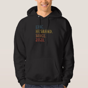 Retro Epic Husband Since 2021 1st Wedding Anivers Hoodie