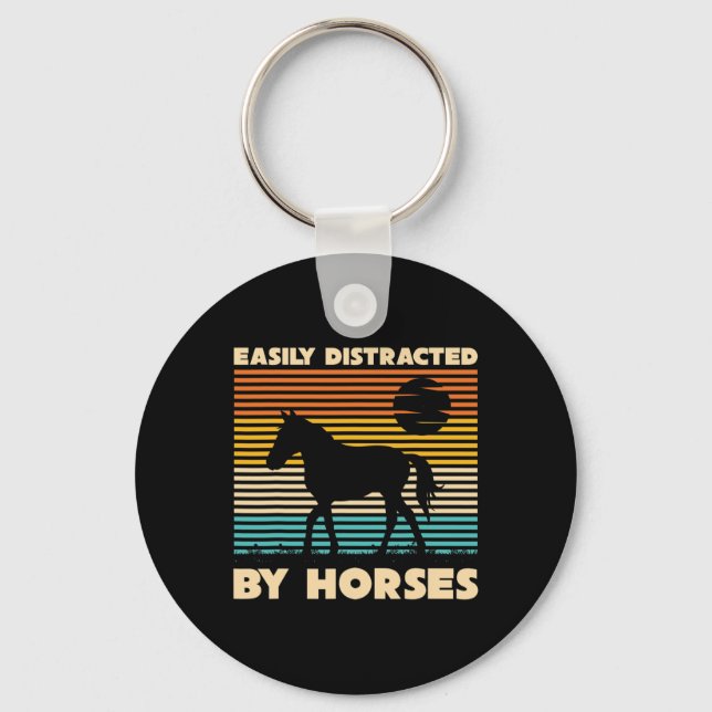 Retro Equestrian Horse Rider Easily Distracted By  Key Ring (Front)