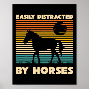 Retro Equestrian Horse Rider Easily Distracted By Poster