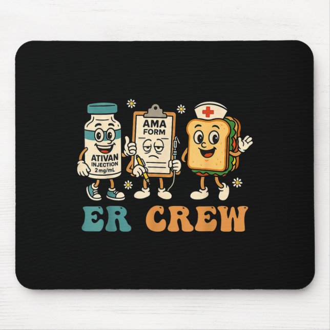 Retro Er Crew Emergency Room Funny Er Ed Nurse Tec Mouse Mat (Front)