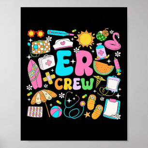 Retro Er Crew Summer Vacation Emergency Department Poster