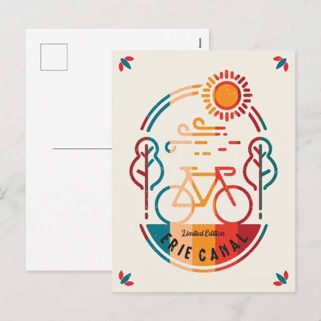 Retro Erie Canal Bike Trail. Holiday Postcard (Front/Back)