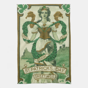Retro - Erin Go Braugh. St. Patricks Day Greetings Tea Towel