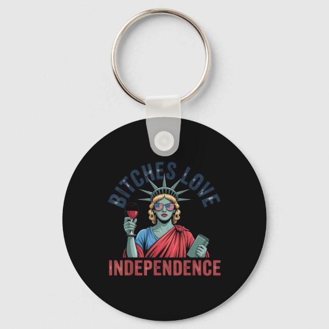 Retro Es Love Independence Funny 4th Of July  Key Ring (Front)