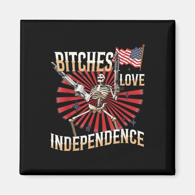 Retro Es Love Independence Funny Skeleton 4th Of J Magnet (Front)