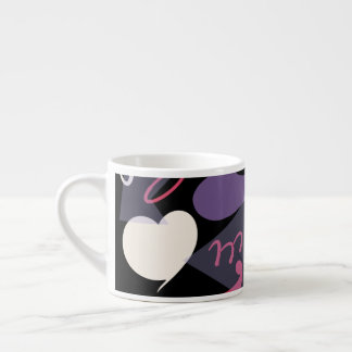 Retro espresso cup black, white, purple, pink